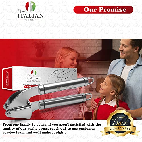 The Italian Kitchen Stainless Steel Garlic Press - Heavy Duty Garlic Extruder