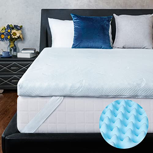 Marine Moon Over 3 Inch Queen Mattress Topper Down Alternative Pillow Top Bed Topper & Queen Cooling Gel Memory Foam Mattress Topper 3 Inch with Cover