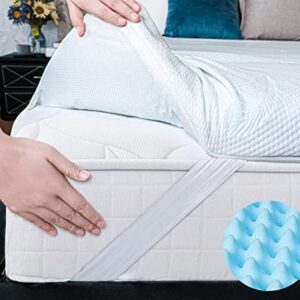 Marine Moon Over 3 Inch Queen Mattress Topper Down Alternative Pillow Top Bed Topper & Queen Cooling Gel Memory Foam Mattress Topper 3 Inch with Cover