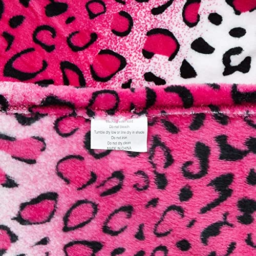 Home Must Haves Safari Animal Print All Season Extra Soft Warm Cozy Sofa Couch Throw Bed Premium Blanket (Queen, Pink Leopard)