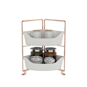 kaileyouxiangongsi 2-tier cosmetic storage shelf, bathroom countertop organizer, vanity tray cosmetic & makeup storage, corner storage shelf,spice rack（rose gold）