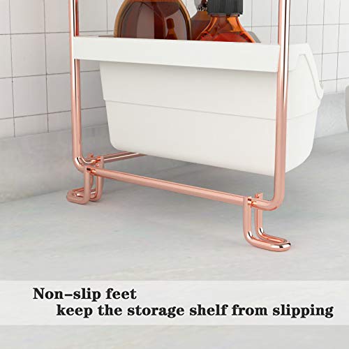 kaileyouxiangongsi 2-Tier Cosmetic Storage Shelf, Bathroom Countertop Organizer, Vanity Tray Cosmetic & Makeup Storage, Corner Storage Shelf,Spice Rack（Rose Gold）