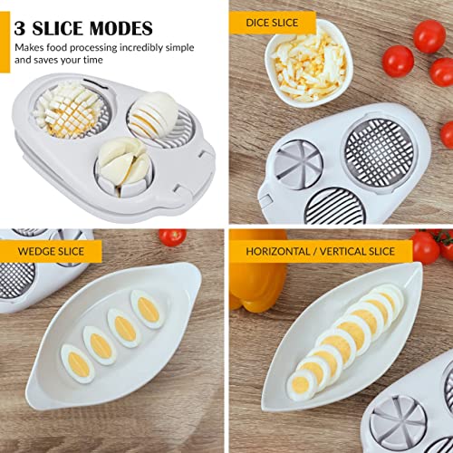 Egg Slicer for Hard Boiled Eggs - 3 Slice Modes, Handy Heavy Duty Stainless Steel Egg Cutter - Kitchen Dicer for Strawberry, Mushroom, Grape, Cherry Tomato