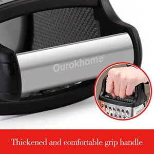 Ourokhome Professional Box Graters with Container, Stainless Steel 4 Sides, Kitchen Slicer Shredder Zester Grater for Parmesan Cheese, Vegetables, Ginger, 10 Inch, a Resistant Glove for Gift (Black)