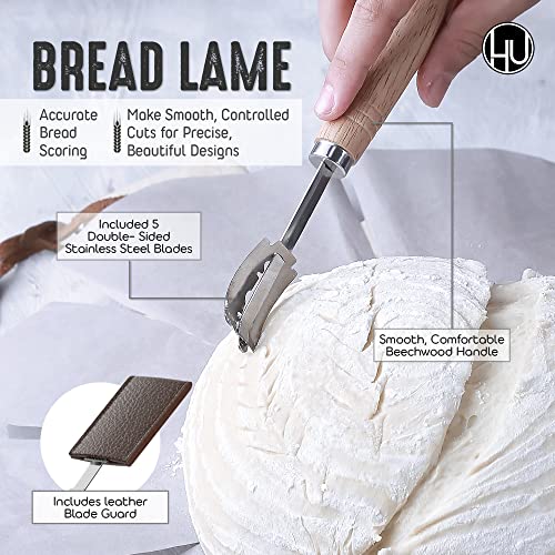 Sourdough Start Kit - Sourdough Bread Baking Supplies 2 Banneton Bread Proofing Basket Bowls, 2 Cloths, Whisk, Bread Lame, Dough Scraper, 2 Brushes - Sourdough Starter Kit Bread Making & Baking Tools