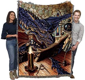 pure country weavers a good book dragon blanket by ed beard jr - gift fantasy tapestry throw woven from cotton - made in the usa (72x54)
