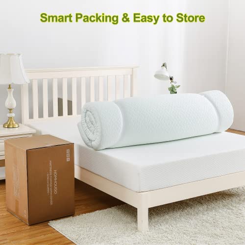 RV Short Queen Mattress Topper, Assile Memory Foam Mattress Topper with Zippered Bamboo Cover, Cloud-Like Soft Bed Topper 4-Inch