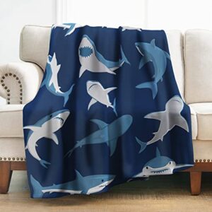 levens shark blanket gifts for women girls men, ocean animal decoration for home bedroom living room all seasons, soft comfy smooth lightweight throw blankets 50"x60"