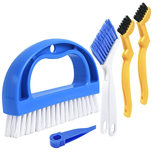 WENSTIER 4 PCS Cleaning Brush for Household Use, Scrub Brushes for Cleaning Kitchen Sink Corner, Small Scrub Brush with Handle