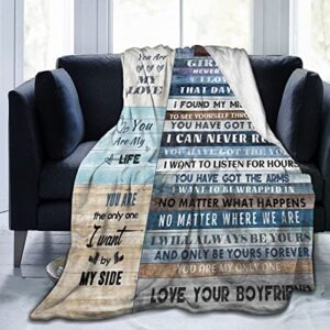 Girlfriend Gift Throw Blankets I Love You Gifts for Her, to My Girlfriend Blanket Anniversary Romantic Blanket for Bed Couch, Soft Throw Blankets for Christmas Birthday Valentines 50x60inch