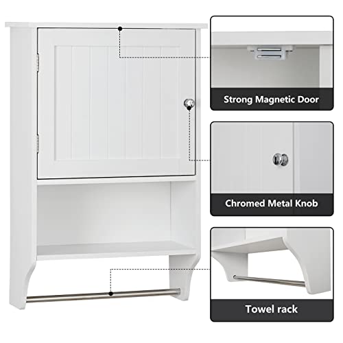 Iwell Bathroom Cabinet Bundle, Bathroom Wall Cabinet with 1 Adjustable Shelf & Door, Medicine Cabinet for Bathroom, Wall Mounted Bathroom Cabinet, White