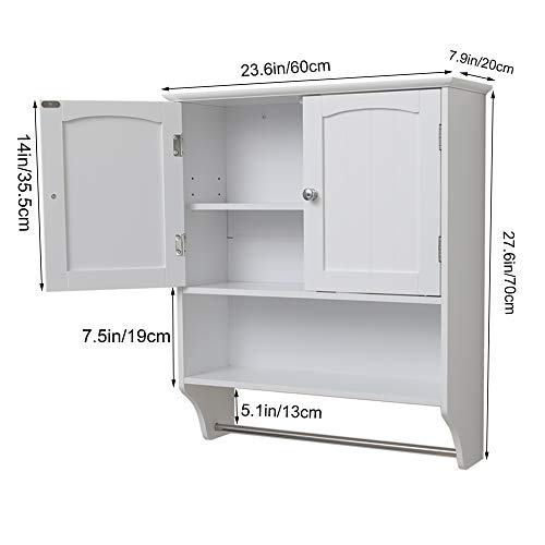 Iwell Bathroom Cabinet Bundle, Bathroom Wall Cabinet with 1 Adjustable Shelf & Door, Medicine Cabinet for Bathroom, Wall Mounted Bathroom Cabinet, White