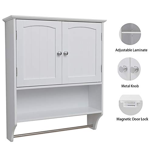 Iwell Bathroom Cabinet Bundle, Bathroom Wall Cabinet with 1 Adjustable Shelf & Door, Medicine Cabinet for Bathroom, Wall Mounted Bathroom Cabinet, White