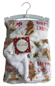 thro micromink decorative christmas baby throw blanket, 30" x 40" (ginny gingerbread man)