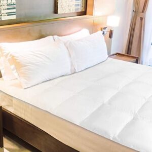 zeny mattress topper queen size overfilled down alternative fiber deep fits 6'' - 21'', cotton top pillow top plush durable premium hotel quality