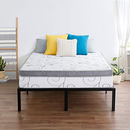 Sleeplace SVC12SM01 12 in Pegasus Euro Box Top Spring Mattress, Queen, White, Grey