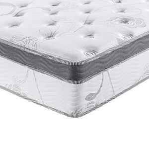 Sleeplace SVC12SM01 12 in Pegasus Euro Box Top Spring Mattress, Queen, White, Grey