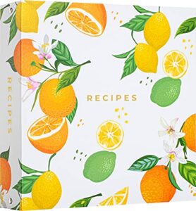 recipeykit recipe binder 8.5x11 3 ring - amazing new design - cards, plastic sleeves, dividers, labels - recipe binder kit organizer (citrus bloom)
