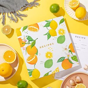 RECIPEYKIT Recipe Binder 8.5x11 3 Ring - Amazing New Design - Cards, Plastic Sleeves, Dividers, Labels - Recipe Binder Kit Organizer (Citrus Bloom)