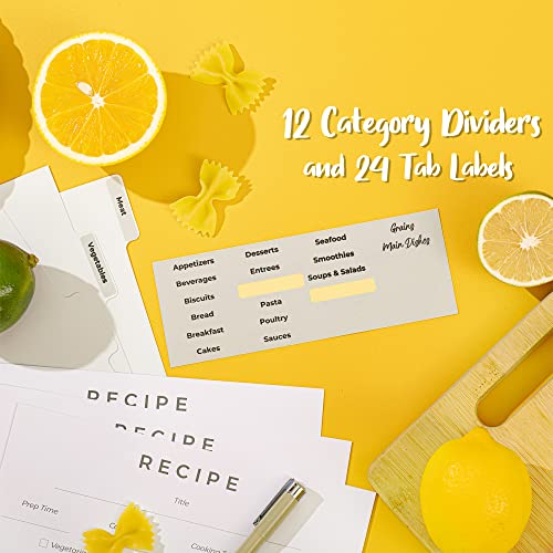 RECIPEYKIT Recipe Binder 8.5x11 3 Ring - Amazing New Design - Cards, Plastic Sleeves, Dividers, Labels - Recipe Binder Kit Organizer (Citrus Bloom)