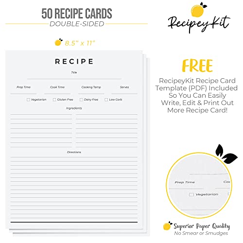 RECIPEYKIT Recipe Binder 8.5x11 3 Ring - Amazing New Design - Cards, Plastic Sleeves, Dividers, Labels - Recipe Binder Kit Organizer (Citrus Bloom)