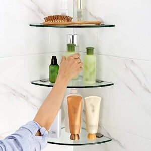 Glass Shelf Glass Shelf, Corner Wall-Mounted Perforated Storage Rack for Bathroom, Kitchen 20cm / 7.9'' (Color : 1-Layer)