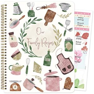 ceiba tree recipe book to write in your own recipes family blank cookbook with tabs stickers 8.5" x 11" mother day gifts ideas for wife mom women