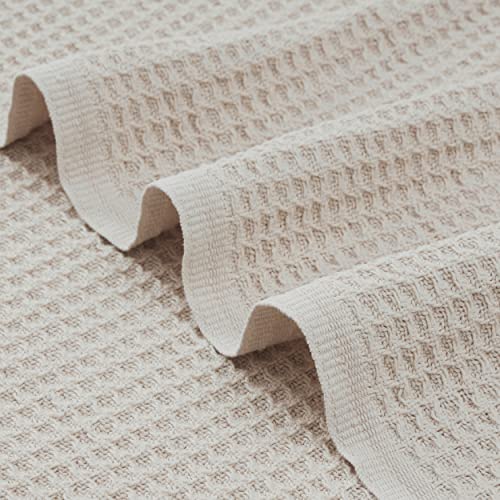 Bedsure 100% Cotton Blankets for Couch - 405GSM Waffle Weave Throw Blankets for Summer, Light Khaki Soft Lightweight Woven Blankets for All Seasons, 50x70 inches