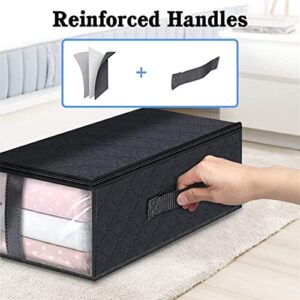 InfantLY Bright Foldable Underbed Bags, Storage Bags Organizer Container Thick Blankets Clothes Comforters Bag Breathable Zippered Bins for Bedroom with Clear Window+4 Handles