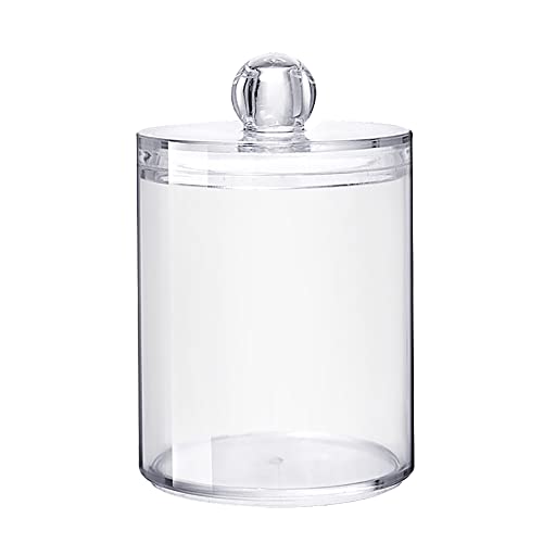 UUYYEO Clear Round Cotton Swab Holder Cotton Ball Container Cotton Pad Dispenser Bathroom Storage Canister Cotton Bud Organizer