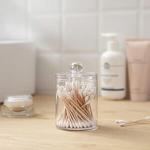 UUYYEO Clear Round Cotton Swab Holder Cotton Ball Container Cotton Pad Dispenser Bathroom Storage Canister Cotton Bud Organizer