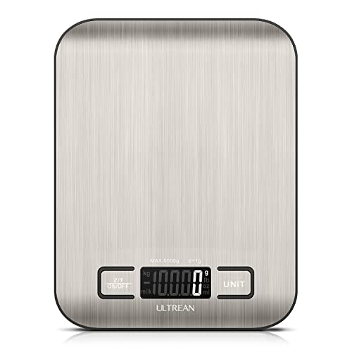 Ultrean Food Scale, Digital Kitchen Scale Weight Grams and Ounces for Baking and Cooking, 6 Units with Tare Function, 11lb (Batteries Included)