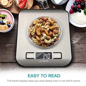 Ultrean Food Scale, Digital Kitchen Scale Weight Grams and Ounces for Baking and Cooking, 6 Units with Tare Function, 11lb (Batteries Included)