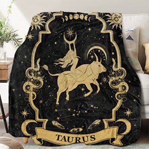taurus gifts for women, taurus zodiac blanket 60"x50", witchy gifts,taurus gothic gifts taurus astrology decor tarot moon constellation soft throw blanket