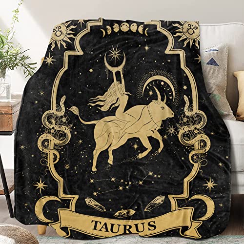 Taurus Gifts for Women, Taurus Zodiac Blanket 60"X50", Witchy Gifts,Taurus Gothic Gifts Taurus Astrology Decor Tarot Moon Constellation Soft Throw Blanket