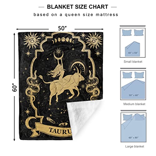 Taurus Gifts for Women, Taurus Zodiac Blanket 60"X50", Witchy Gifts,Taurus Gothic Gifts Taurus Astrology Decor Tarot Moon Constellation Soft Throw Blanket