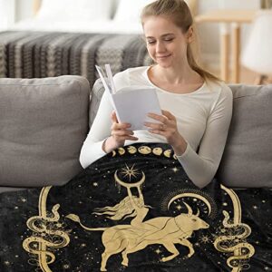 Taurus Gifts for Women, Taurus Zodiac Blanket 60"X50", Witchy Gifts,Taurus Gothic Gifts Taurus Astrology Decor Tarot Moon Constellation Soft Throw Blanket