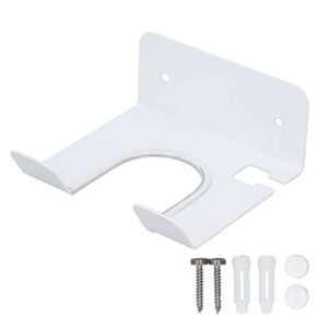 Garosa Hair Dryer Holder Wall Mounted Blow Dryer Holder Hair Dryer Rack Stainless Steel Hair Blow Dryer Rack Storage Hanger Hole Punch Installation White