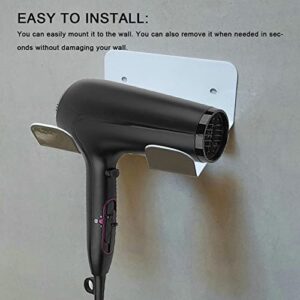 Garosa Hair Dryer Holder Wall Mounted Blow Dryer Holder Hair Dryer Rack Stainless Steel Hair Blow Dryer Rack Storage Hanger Hole Punch Installation White