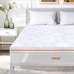 maxzzz 3 inch mattress topper full, gel cooling ventilated designe bed topper with removable soft cover, ventilated design & high-density memory foam mattress topper, certipur-us certified
