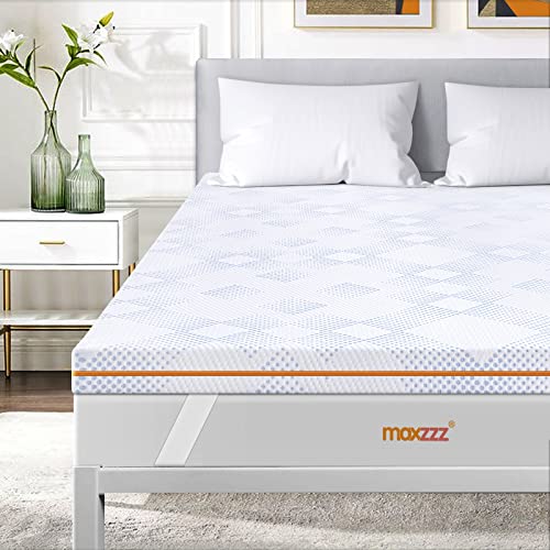 Maxzzz 3 Inch Mattress Topper Full, Gel Cooling Ventilated Designe Bed Topper with Removable Soft Cover, Ventilated Design & High-Density Memory Foam Mattress Topper, CertiPUR-US Certified