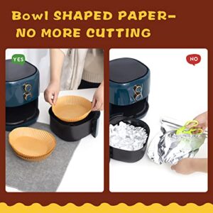 Air Fryer Disposable Paper Liners, 50Pcs 6.3 Inch Air Fryer Baking Parchment Paper Liner with Air Fryer Cheat Sheet