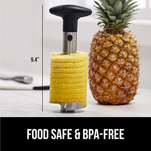 Gorilla Grip Pineapple Corer, Easy to Use BPA Free Peeler, Rust Resistant Reinforced Stainless Steel Sharp Blades, Fruit Slicer Tool, Detachable Handle, Kitchen Essentials, Core Twist Remover, Black