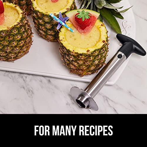 Gorilla Grip Pineapple Corer, Easy to Use BPA Free Peeler, Rust Resistant Reinforced Stainless Steel Sharp Blades, Fruit Slicer Tool, Detachable Handle, Kitchen Essentials, Core Twist Remover, Black