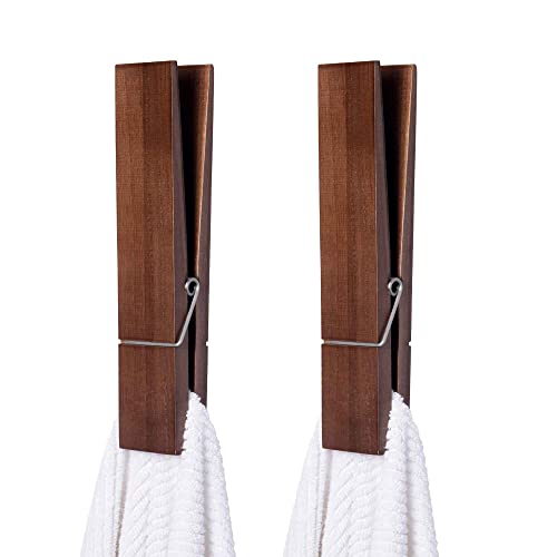 Avocrafts Clothespin Bath Towel Holder, Bathroom Towel Holder, Jumbo Clothespin Towel Hook (2 Pack)