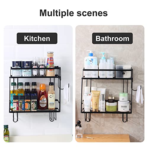 WORTHBUY Bathroom Over Toilet Storage Shelf, Bathroom Organizer, Above Storage Cabinet Restroom Paper Holder, No Drilling Space Saver with Wall Mounting Design (Black)