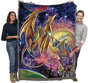 pure country weavers magic wizard and dragon blanket by myles pinkney - gift fantasy tapestry throw woven from cotton - made in the usa (72x54)