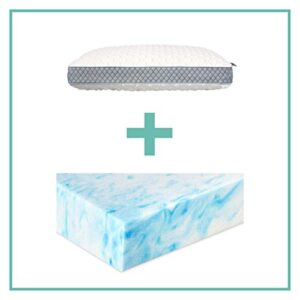 sealy 3-inch sealychill gel memory foam full mattress topper + molded memory foam pillow set