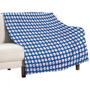 for couch, ultra soft fleece blankets baseballs on blue pattern sports lightweight for all season farmhouse for bed travel inch