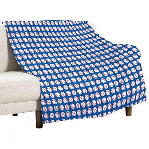 for Couch, Ultra Soft Fleece Blankets Baseballs On Blue Pattern Sports Lightweight for All Season Farmhouse for Bed Travel Inch